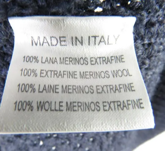 NINO COLOMBO Italy Merino Wool Knit Sweater Navy Blue Small Designer