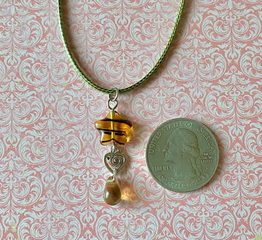 Handmade unique retro vintage chic fairy boho style necklace w/ quality Czech glass beads mix 🌀🍃💛