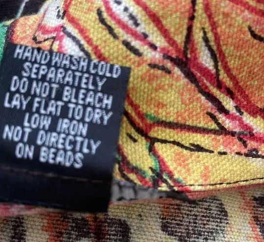 Candy Couture Cotton button embellished Jacket Light Animal Print Floral Size XL Brown