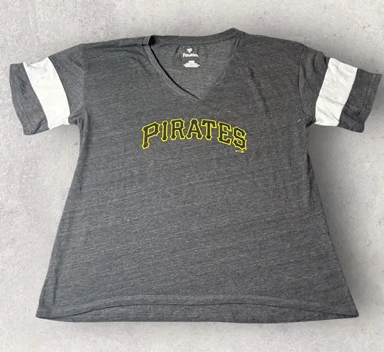 Fanatics Pittsburg Pirates Baseball T-Shirt Womens L Gray V Neck MLB NEW