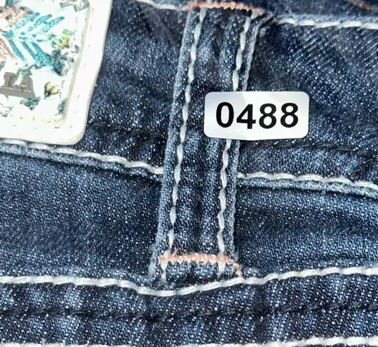 GRACE IN LA Women’s Size 28 Dark Denim Wash Pastel Patchwork Capri Jeans