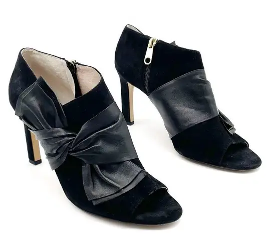 Louise et Cie Idola Bootie Black Suede Bow Open Toe Stiletto Women’s Size 8.5