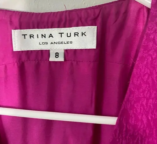 Trina Turk  Silk jacquard damask Carousel Combo Sleeveless Metallic Dress size 8