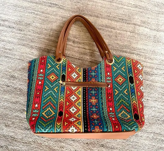 Vibrant Colorful Shoulder Bag with Pom Poms Yellow