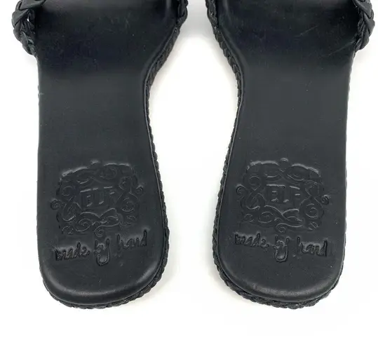ELF Iris Braided Leather Slides Black 10