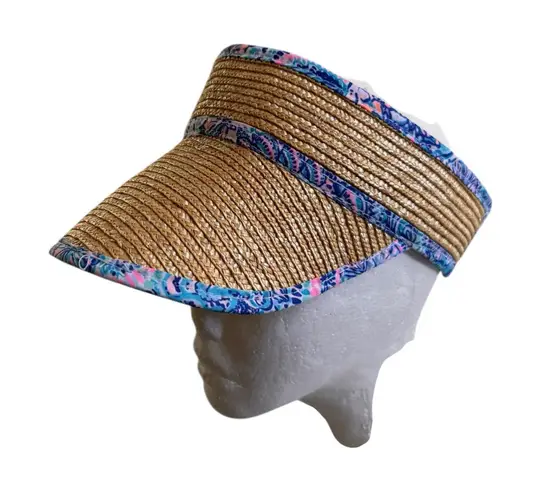 Lilly Pulitzer Straw Sun Visor Commotion In The Ocean Blue thumbnail 1