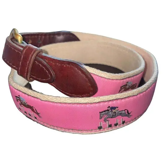 Dover Saddlery Equestrian Horse Ribbon Overlay belt with leather billets sz 28/L