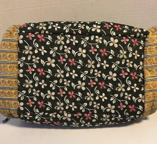 GREEN YELLOW FLORAL QUILTED DUFFLE BAG 2 HANDLES CROSSBODY STRAP LUGGAGE STRAP