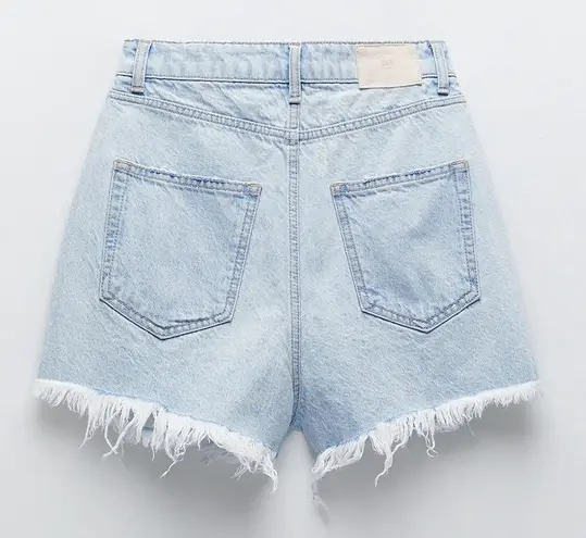 ZARA Blue Denim High Waisted Ripped Distressed Shorts Z1975