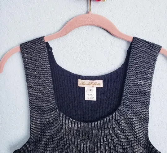 Mara Hoffman Mara Huffman Black Metallic Knit Ribbed Bodycon Dress with Zipper Details