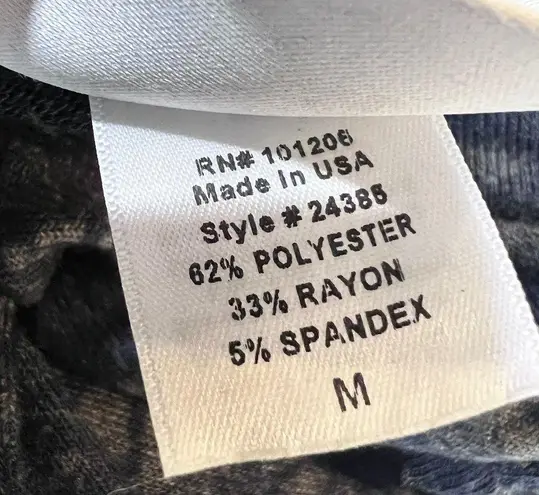 Soft Surroundings Floral Tunic Sweater Top Blue Gray Size M Long Sleeve Pullover