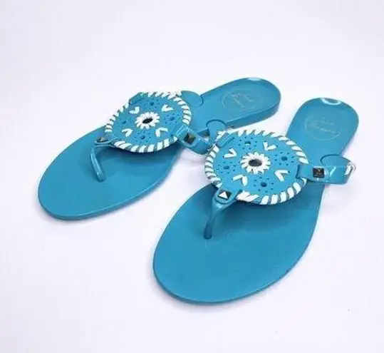 Jack Rogers  Flats Size 7 Women's Georgica Jelly Flat Sandals Teal White Slip On