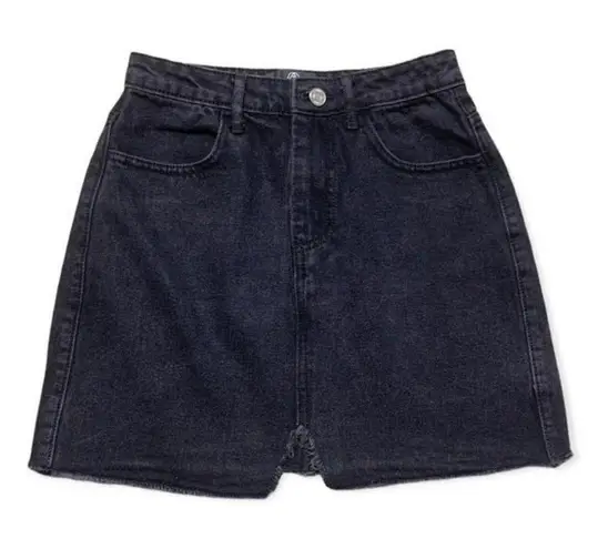 Missguided Denim Skirt Black Size 4 Mirco Mini Bratz High Waisted Shark Bite
