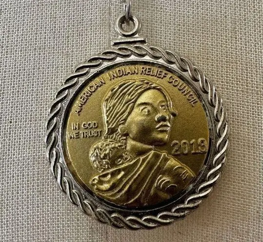 Sacajawea coin replica pendant necklace Silver