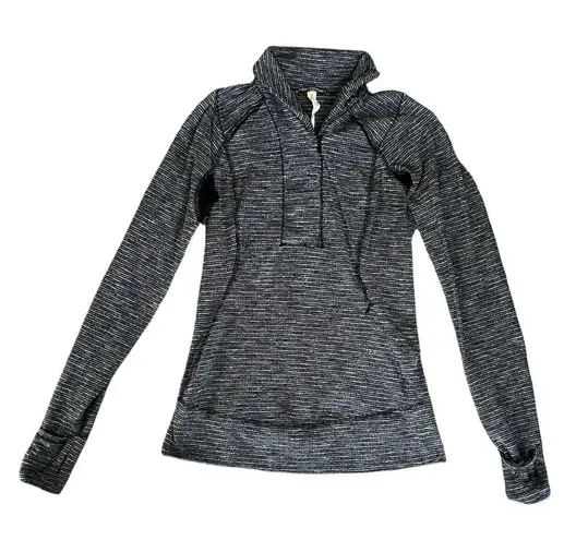 Lululemon  Think Fast Women’s Mockneck Quarter Zip Pullover Coco Pique Black Sz 6 thumbnail 2