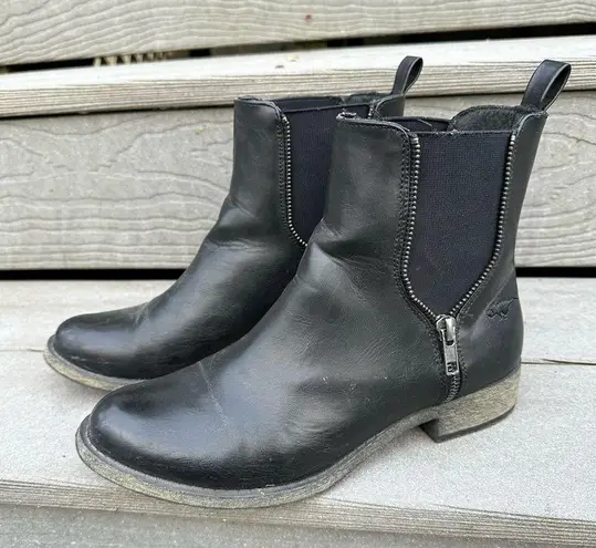 Rocket Dog Black Faux Leather Synthetic Casual Ankle Boots w/ Zipper Elastic