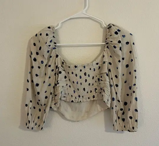 Aritzia Wilfred Lolita Blouse in Birch/Classic Navy Blue