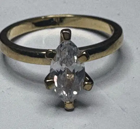 Vtg NV Nevada Silver Mines Gold Tone Marquise CZ Ring size 7