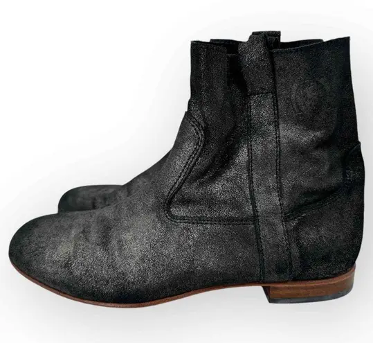 Marciante and Co Leather Booties Back Metallic Glitter Size 40 Black