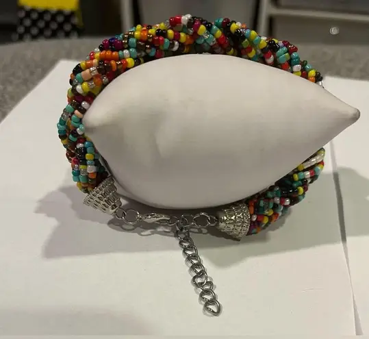 Fair Trade Item Handmade Colorful Seed Beaded Bracelet in Braid Design Size: OS