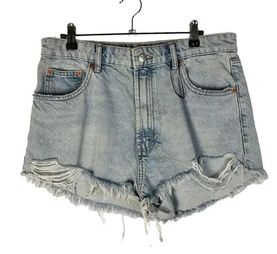 ZARA  Light Blue High Rise Distressed Denim Shorts 10