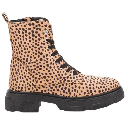 Olivia Miller Normie Leopard Print Combat Boots