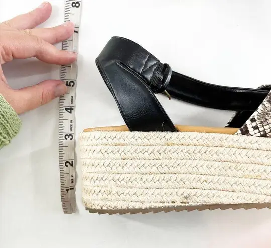 American Eagle  Platform Espadrille Snake Print Sandals Black Cream 9