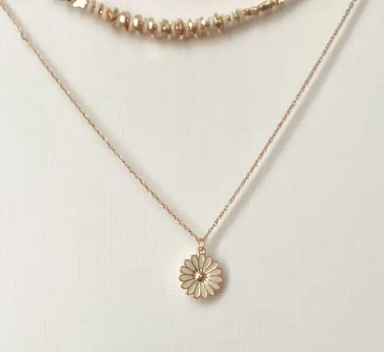 NWT Myra Bag Gold Layered Necklace with Delicate Chains & flower charm