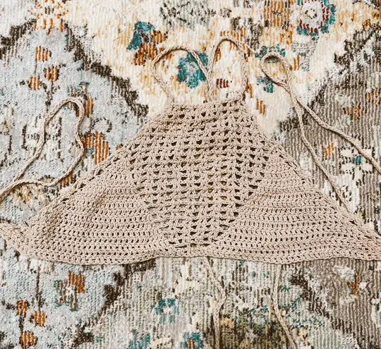 Crochet Crop Top Tan Size XS