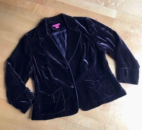 Sunny Leigh Velour Two Button Blazer, Brown, Size 18W