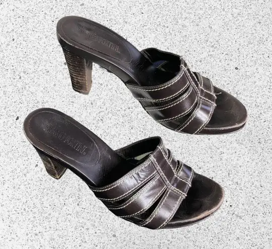 Franco Fortini Brown Laurie Strappy Block Heel Sandals