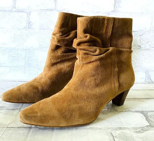 NWOB Anthropologie Silent D Tach Slouchy Suede Ankle Boots Sz 37 (6.5) Brown