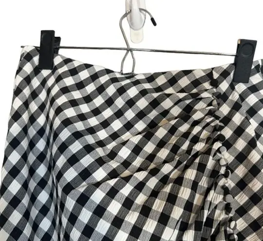 Rumer Black & White Checked Plaid High Front Slit Bisou Maxi Skirt Women Sz S