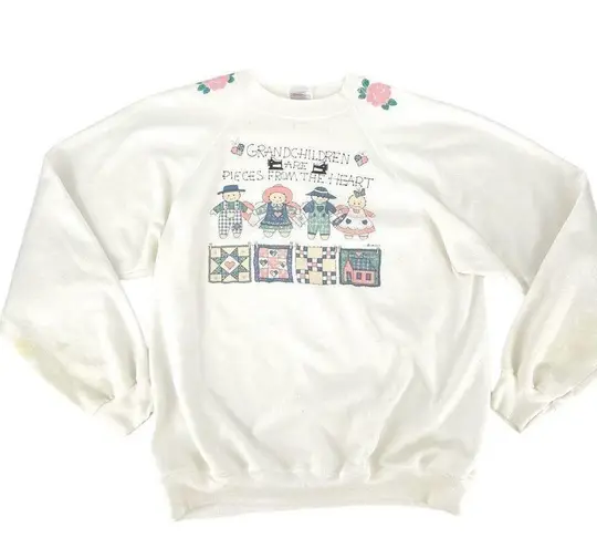 Vintage 90s Very Special Granny grandchildren Crewneck patchwork quilting XL