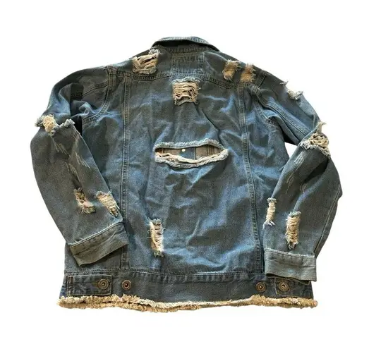 The Style Between Us  women's oversized medium distressed jean jacket - Image 2