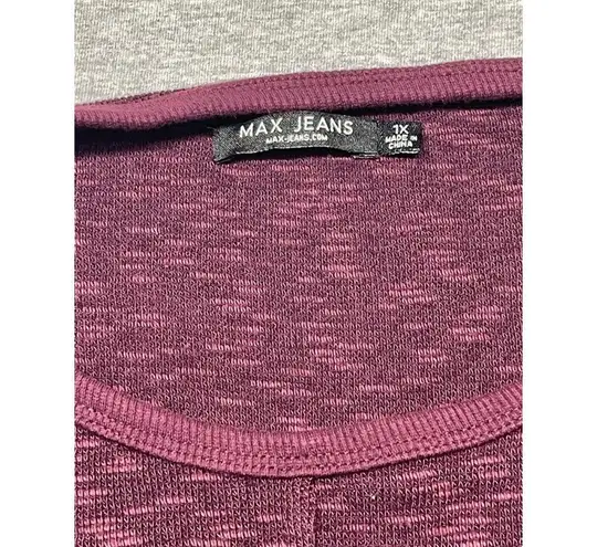 Max jeans Women's Top, 1X, Burgundy