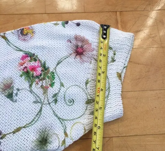 Luisa Ricci Floral, Loose Knit, Cold Shoulder Sweater, White, Pink, Size M Size M