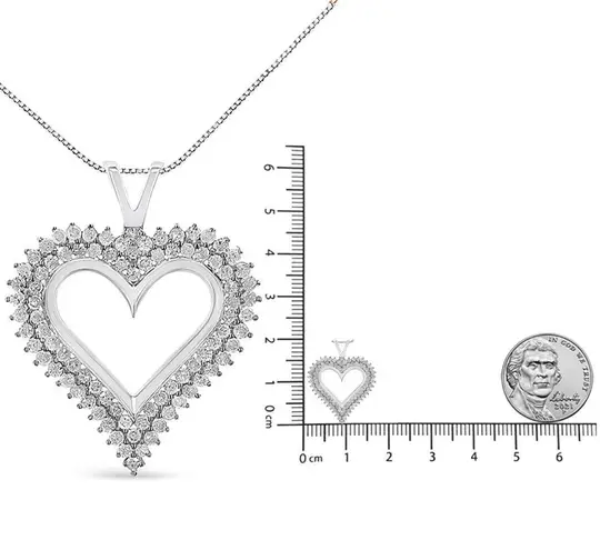 Brilliance NIB Haus of  .925 Silver 1/2 Cttw Diamond Heart 18" Pendant Necklace