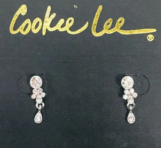 Cookie Lee  Dangle Earrings, Sliver, Crystal