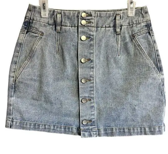 Saltwater Luxe  Light Wash Button Front Mini Denim Skirt-‎ Womens Size Medium NWT