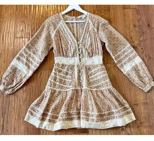 Veronica Beard Addilyn floral puff sleeve lace trim dress 6