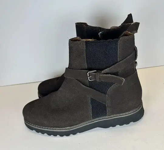 Donald Pliner Captain Boots Leather & Suede Buckle Booties Size 10 Brown