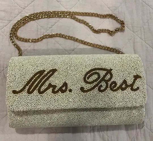 PRETTY ROBES Custom Hand Beaded Clutch Bridal Wedding Bride Bag White Size OS