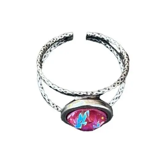 Handcrafted sparkly ring made with Swarovski crystal adjustable fit Silver