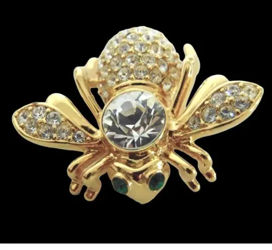 Joan Rivers VTG  Pave Crystal Clear Sim Diamond BEE PIN Brooch APRIL BIRTHSTONE