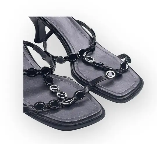 Bandolino new 𒀭 T Strap Kitten Heels Mules Sandals 𒀭 Black Leather 𒀭 10M 𒀭 SJP