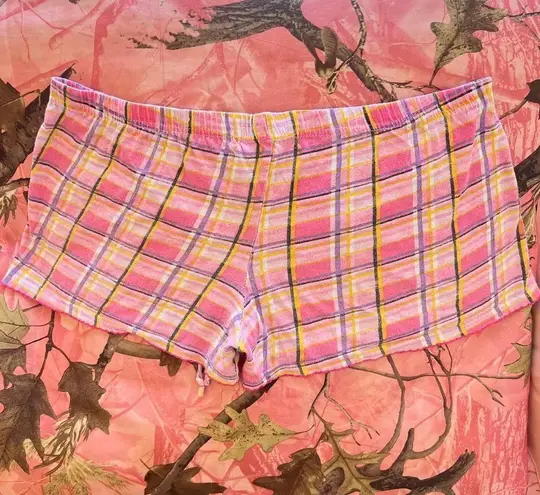 emme jordan y2k pink plaid pajama shorts