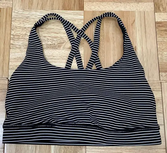 Lululemon Energy Bra Long Line in Mod Stripe Black & White Size 4