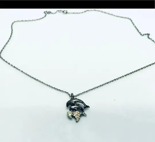 Multi Colored Dolphin Necklace Silver