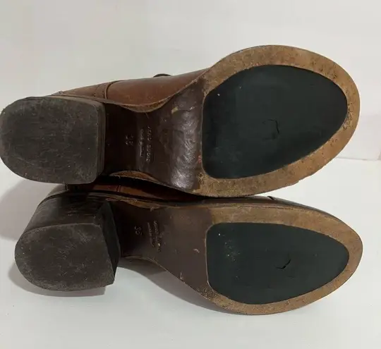 Latitude Femme Brown Classic Genuine Leather Block Heeled Ankle Boots Size 36